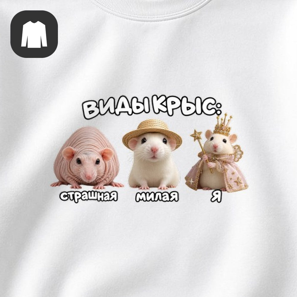 СВИТШОТ С ПРИНТОМ "Виды Крыс"