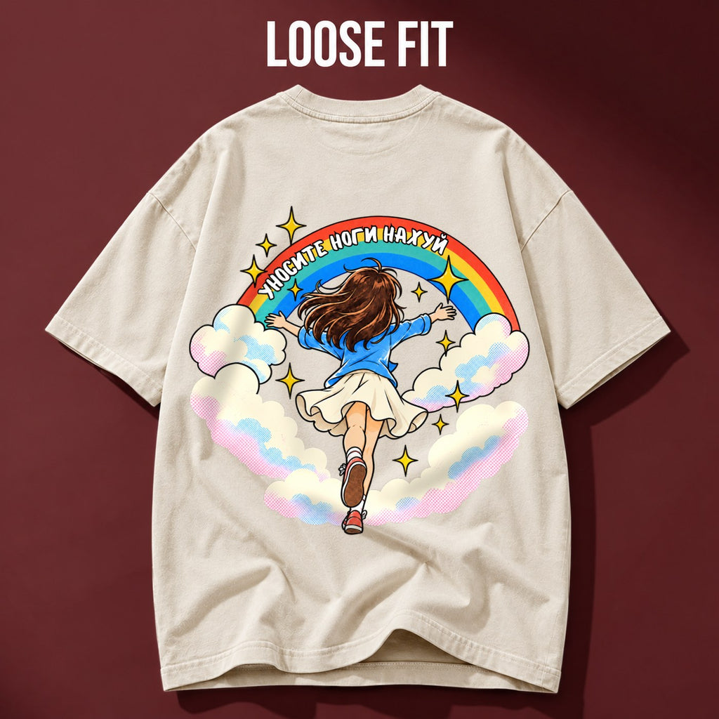 ФУТБОЛКА С ПРИНТОМ "Девочка С Радугой"
