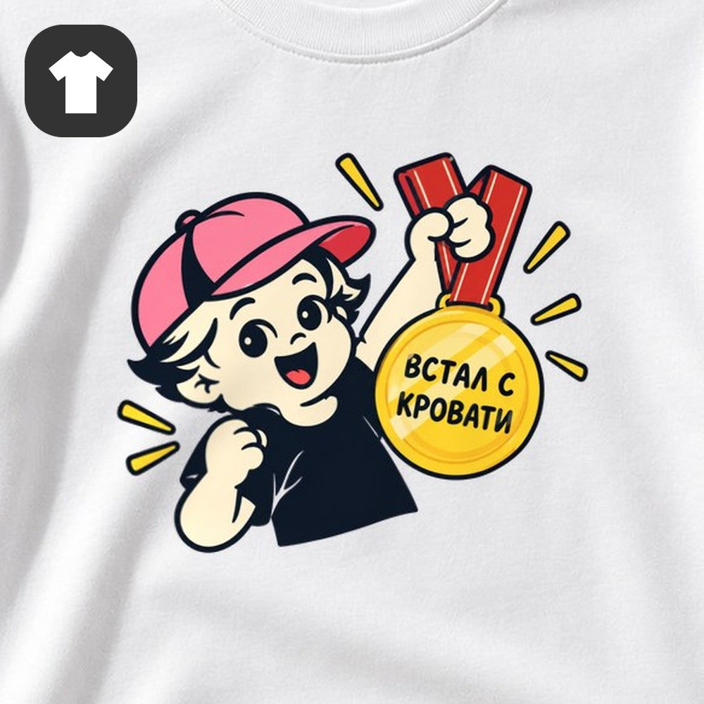 ФУТБОЛКА С ПРИНТОМ "Встал С Кровати"