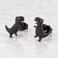 Pixel Dinosaur Stud Earrings — Black