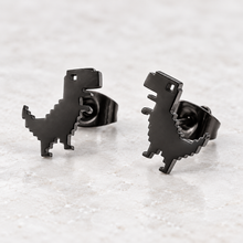 Pixel Dinosaur Stud Earrings — Black