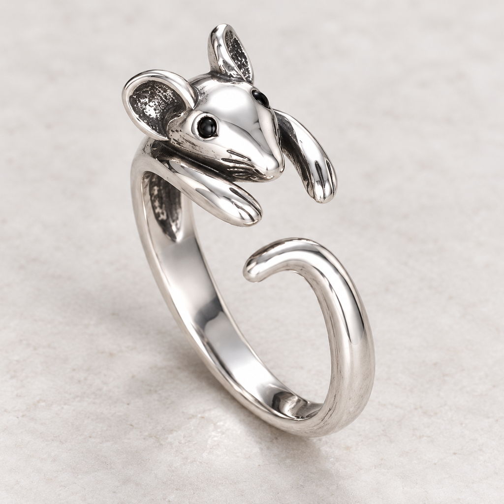 Vintage-Style Mouse Ring — Adjustable