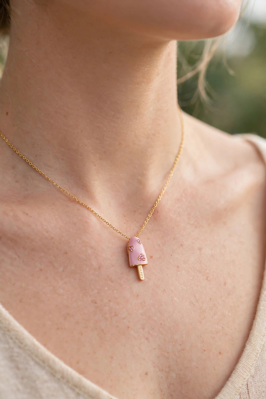 HAPPY Popsicle Pendant Necklace