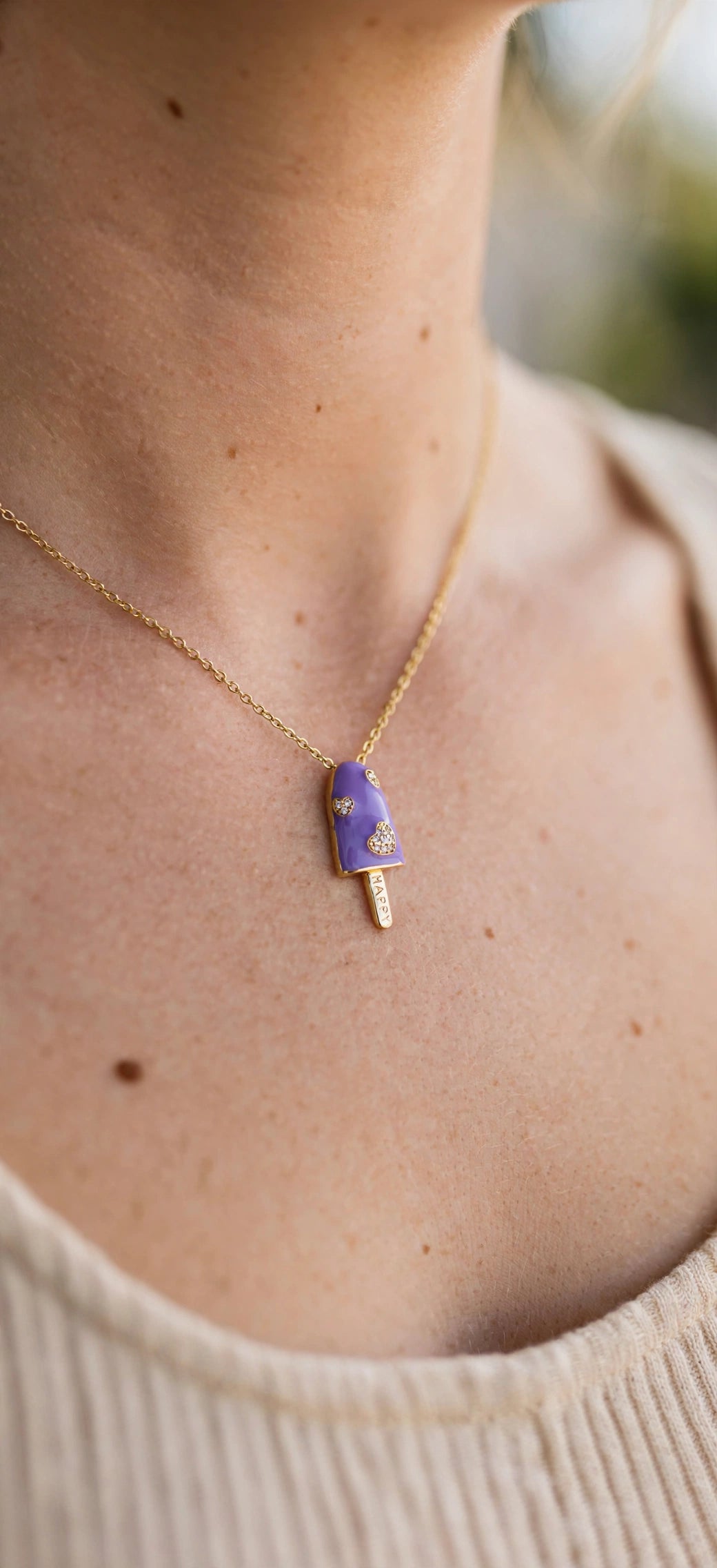 HAPPY Popsicle Pendant Necklace